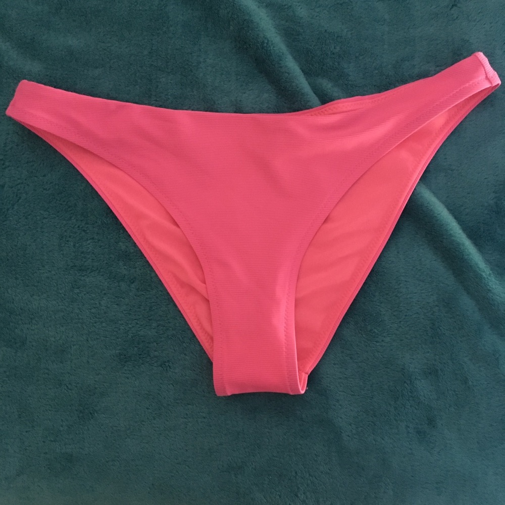 Athleta neon pink ribbed bikini bottom